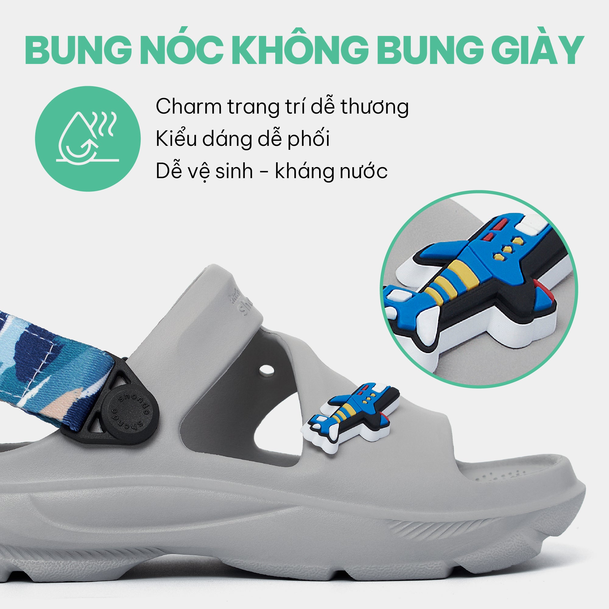 Sandal FX bé trai nhựa đúc xám