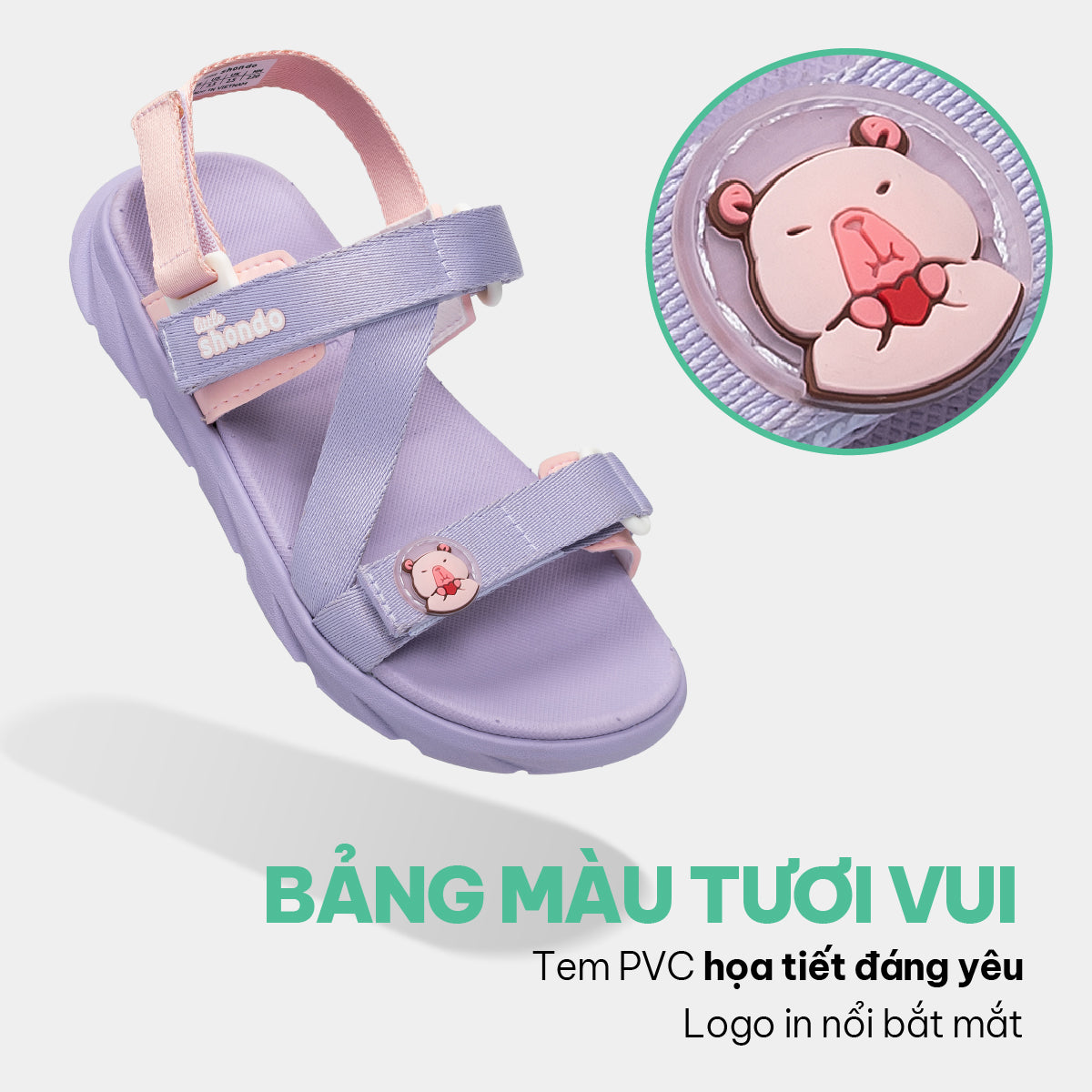 Sandal bé gái Little 6 capybara tím