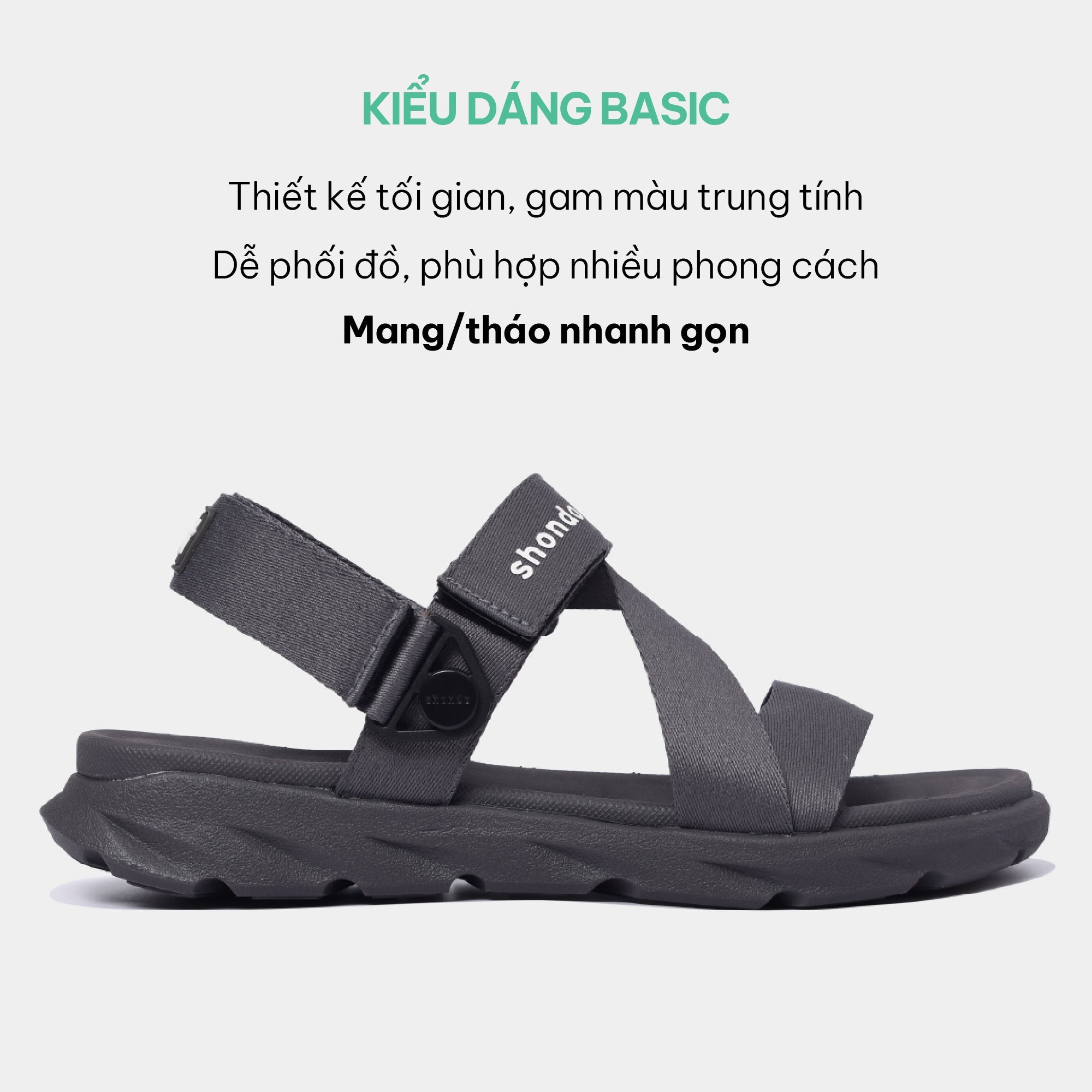 Sandal nam nữ F6S quai xoay xám đậm