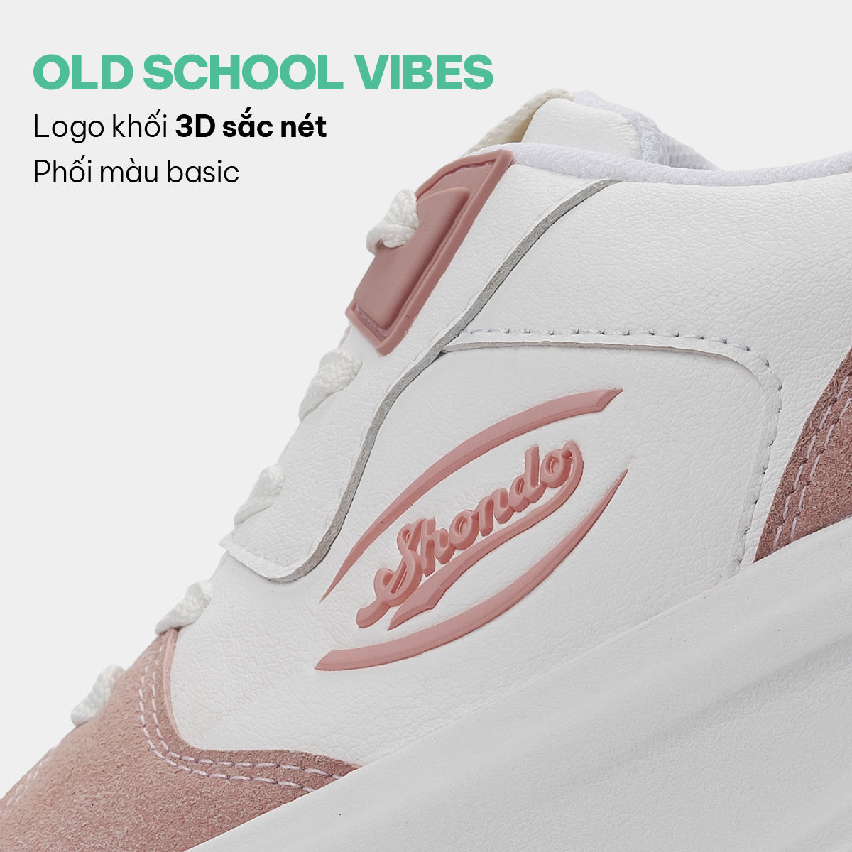 Giày sneaker Class 2 logo Shondo nữ trắng hồng