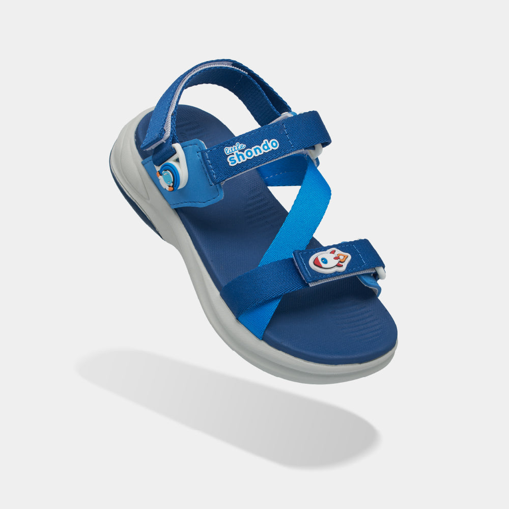Sandal trẻ em Little 8 quai hậu xoay xanh