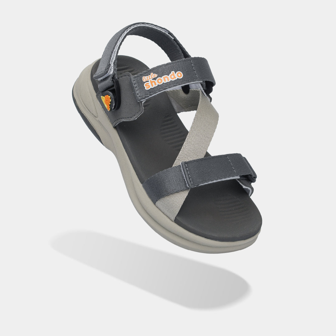 Sandal trẻ em Little 8 quai xoay xám