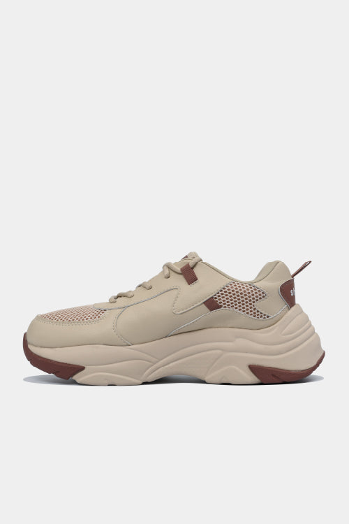 Chunky beige brown men's and women's sneakers