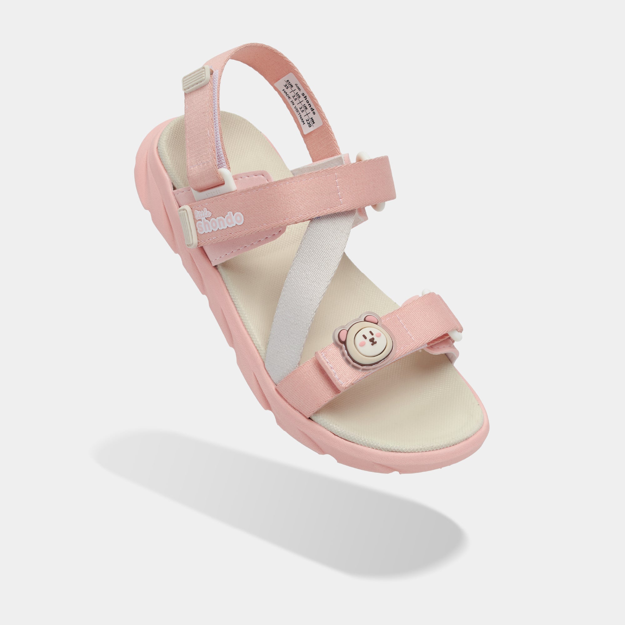 Sandal trẻ em Little 6 quai chéo hồng kem