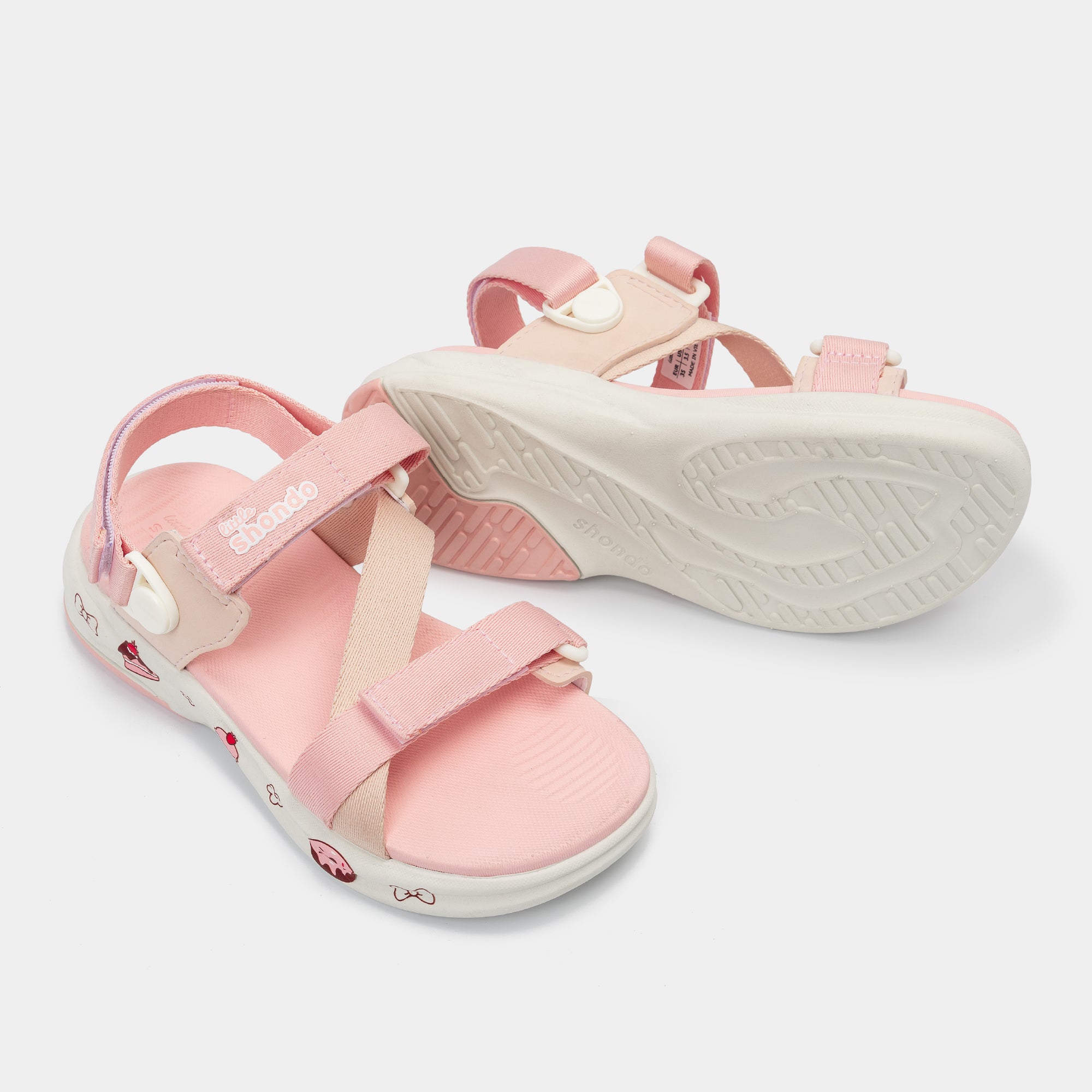 Sandal trẻ em Little 8 quai xoay hồng