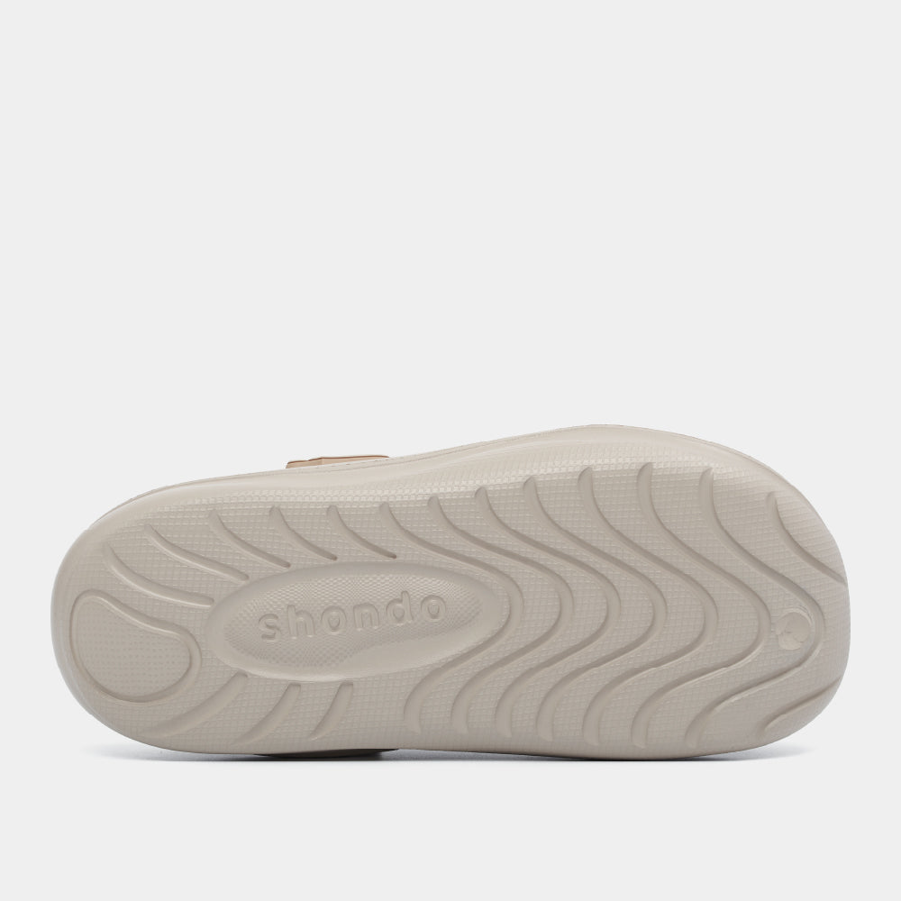 Clog Suke nam nữ nhựa đúc gắn charm nâu nhạt