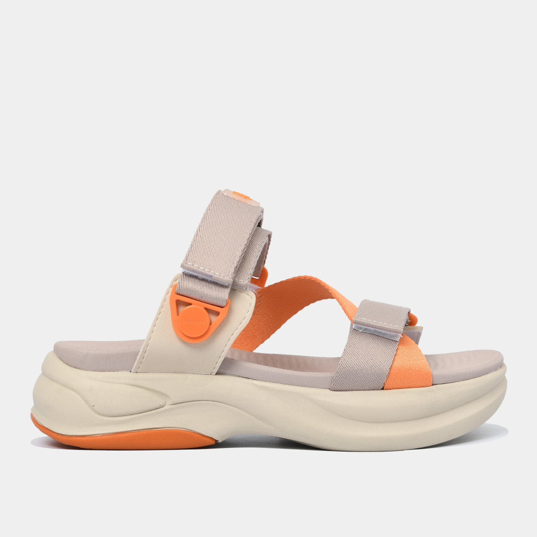 Sandal nữ F8B quai xoay nâu be cam