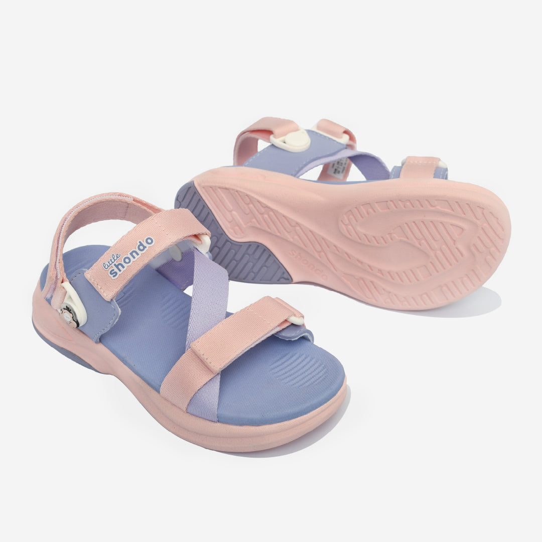 Sandal trẻ em Little 8 quai xoay hồng
