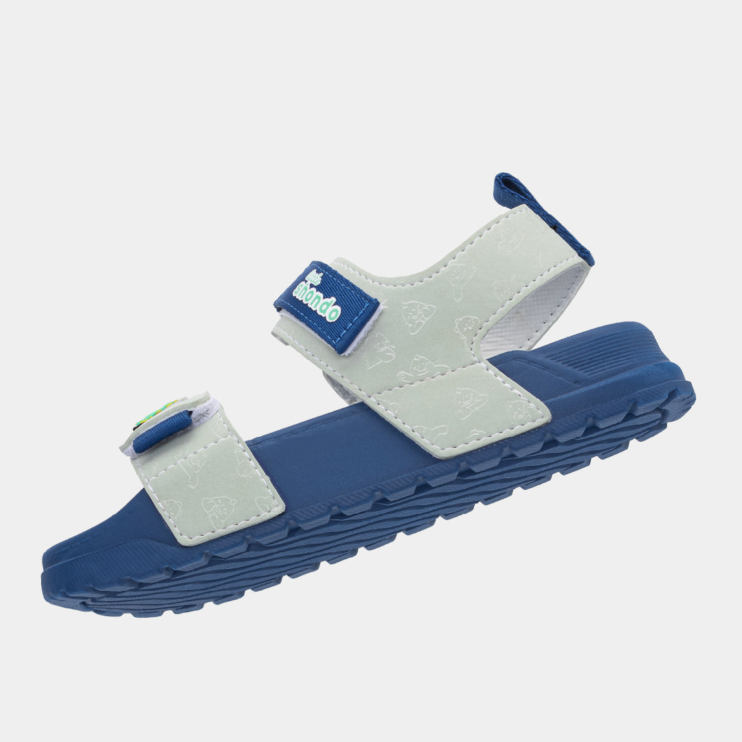 Sandal bé trai Little 4 monogram xanh