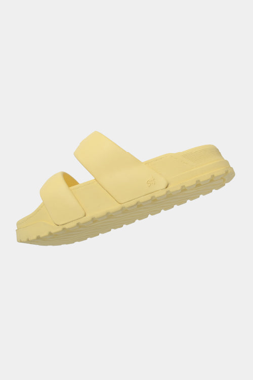Trendy bread slippers with 4 yellow plastic straps