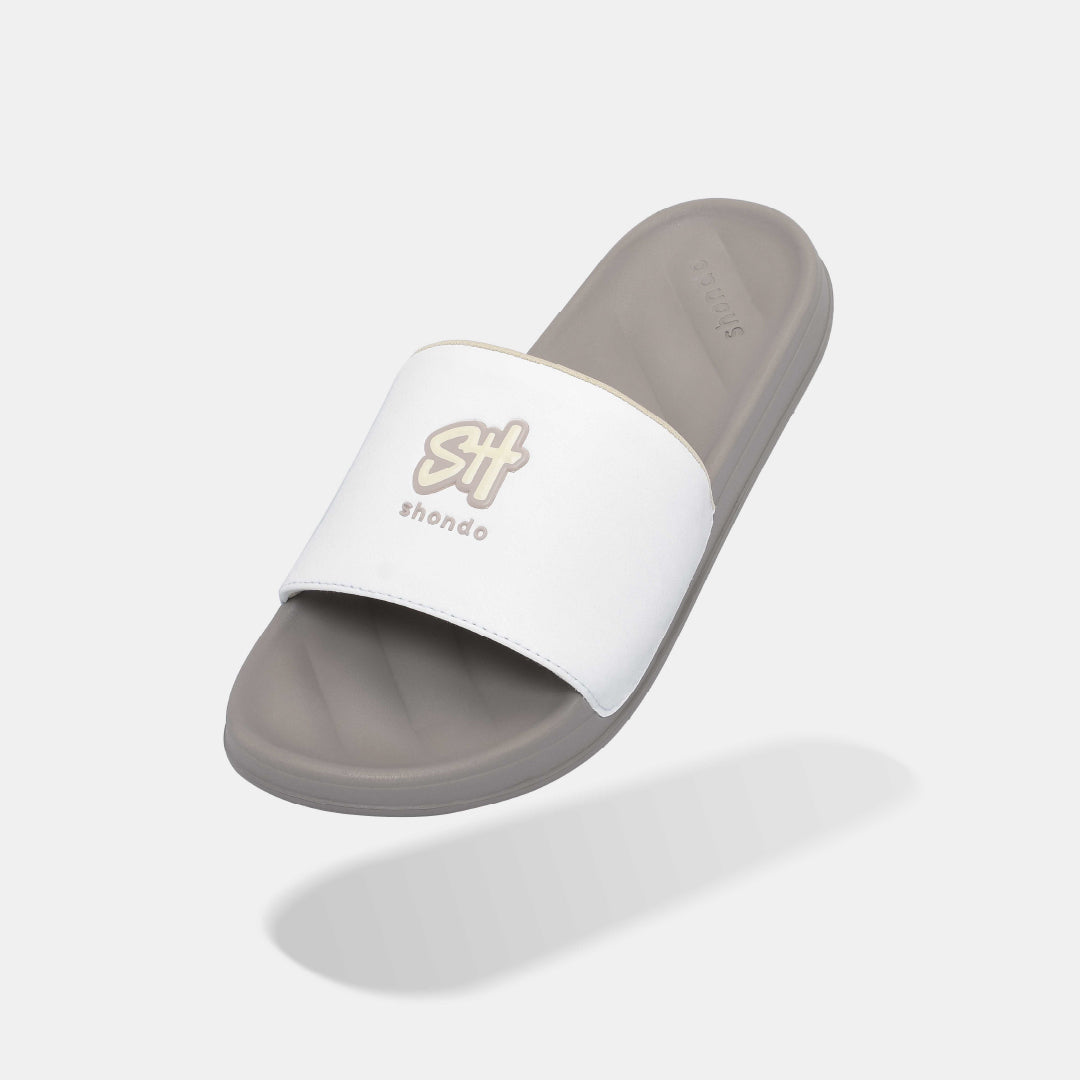 Dép Trendy 2 logo SH TPU nâu trắng