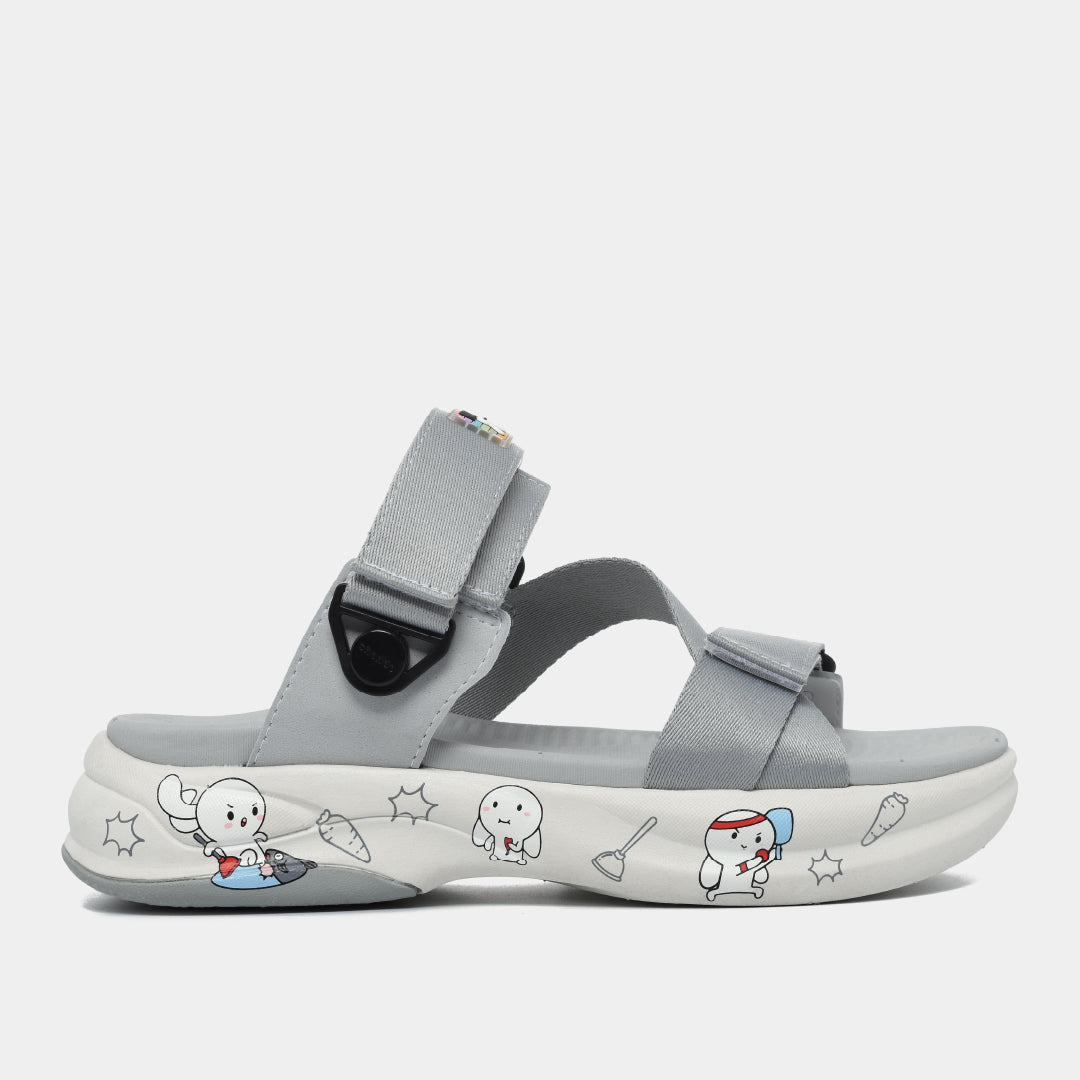 Sandal F8B T7M nam nữ khóa xoay xám