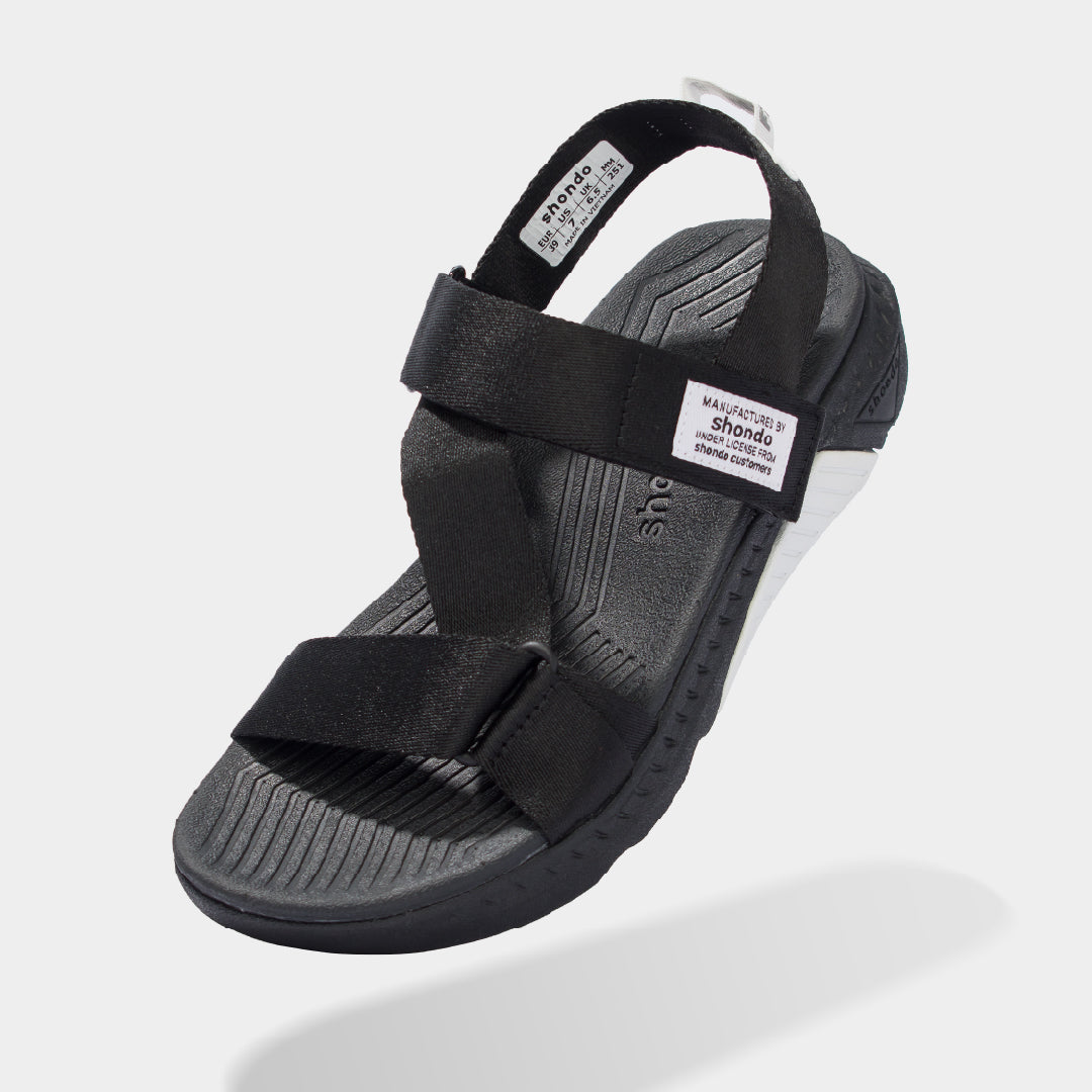 Sandals F7 Racing đế đen phối trắng quai đen