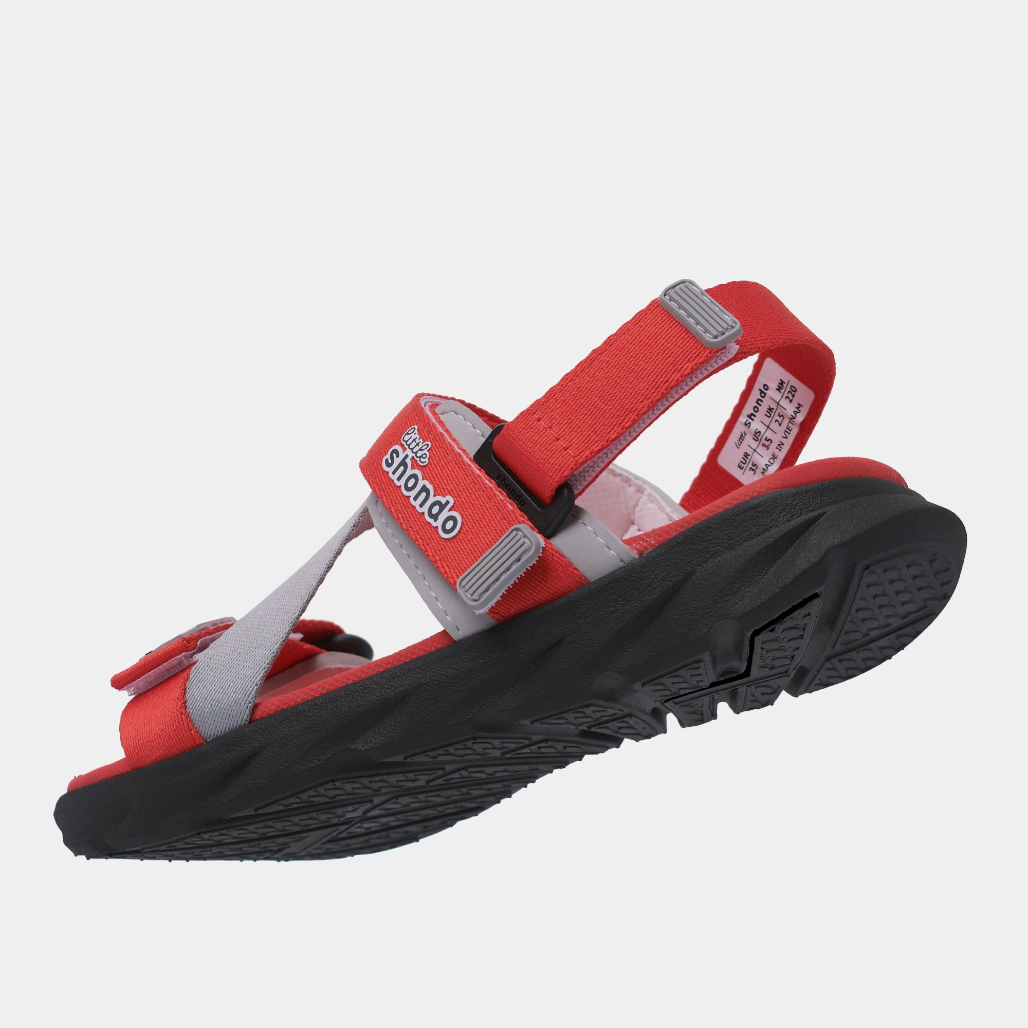 Sandal trẻ em Little 6 quai chéo đỏ xám