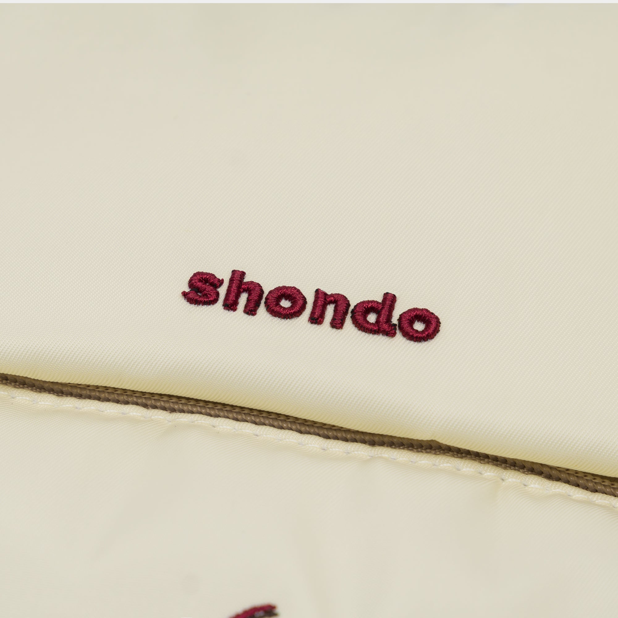 Túi tote phao thêu slogan trắng kem