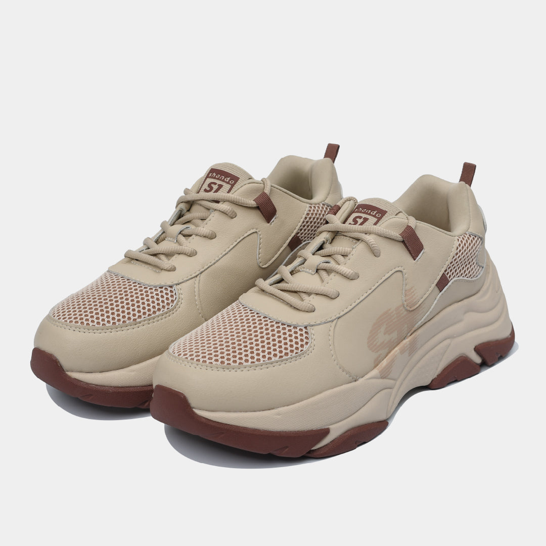 Chunky beige brown men's and women's sneakers