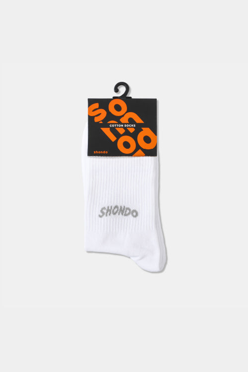 Vớ cổ lửng thêu logo Shondo màu trắng