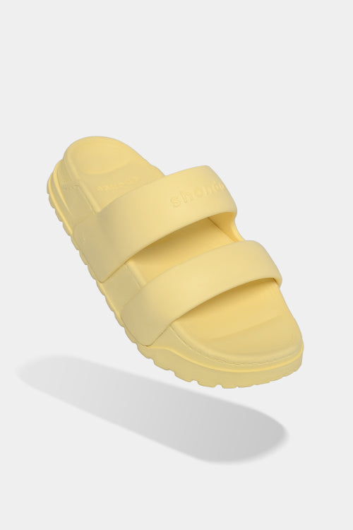 Trendy bread slippers with 4 yellow plastic straps