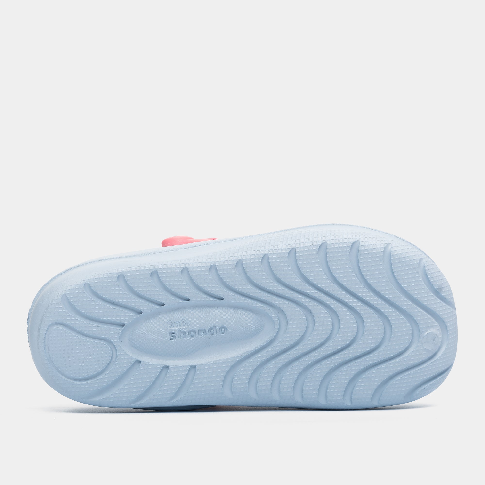 Clog Little Suke bé gái nhựa đúc xanh trời đai hồng dâu