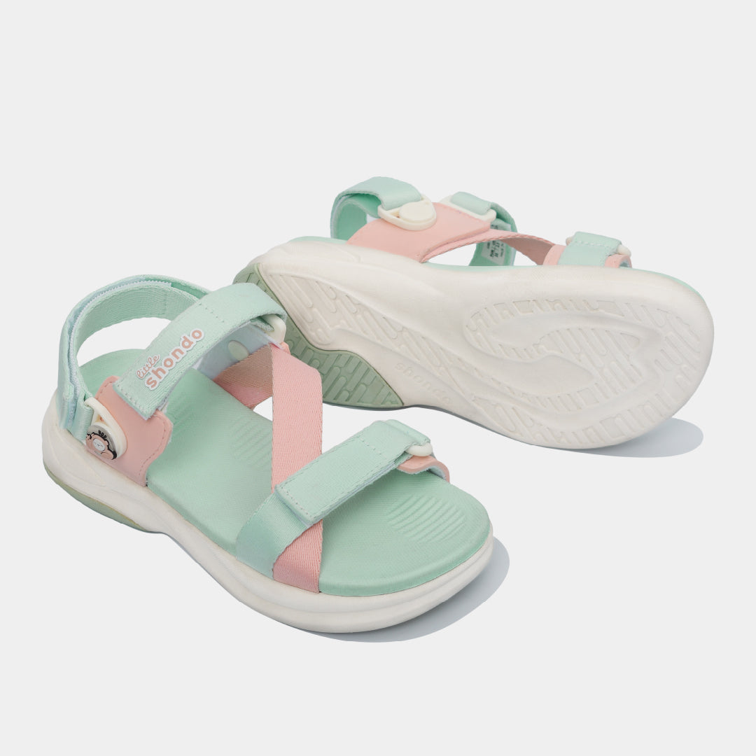 Sandal trẻ em Little 8 quai xoay xanh
