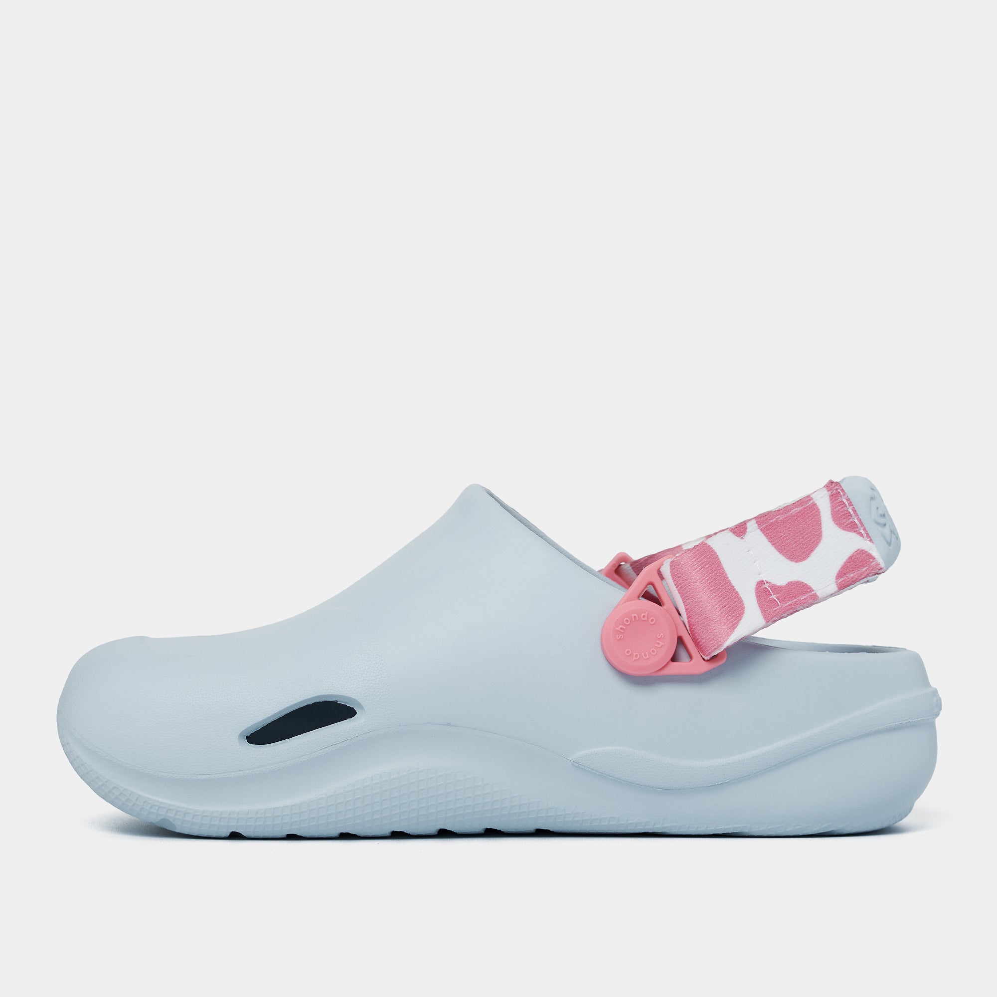 Clog Little Suke bé trai nhựa đúc xanh trời đai bò sữa hồng