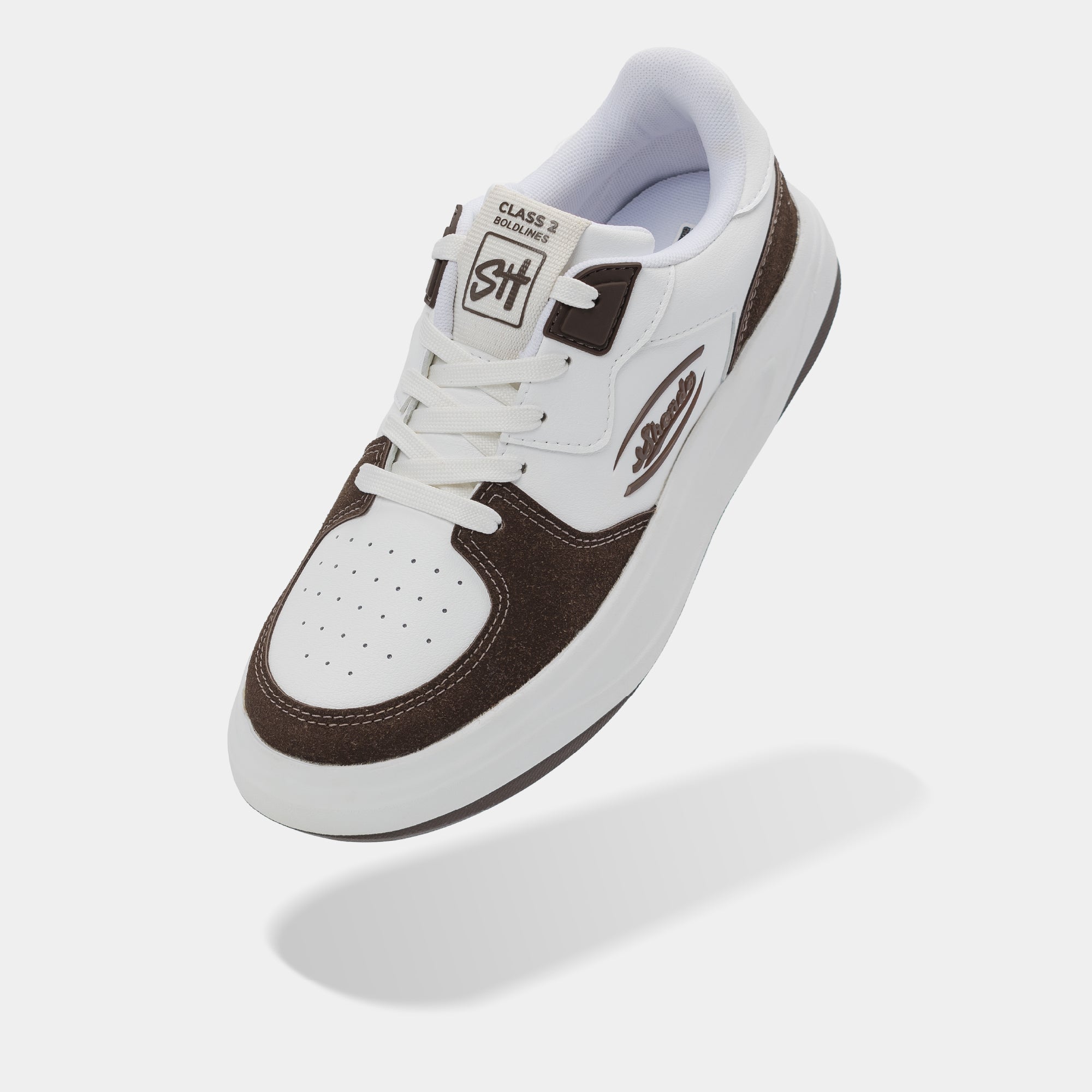 Giày sneaker Class 2 logo Shondo nam nữ trắng nâu