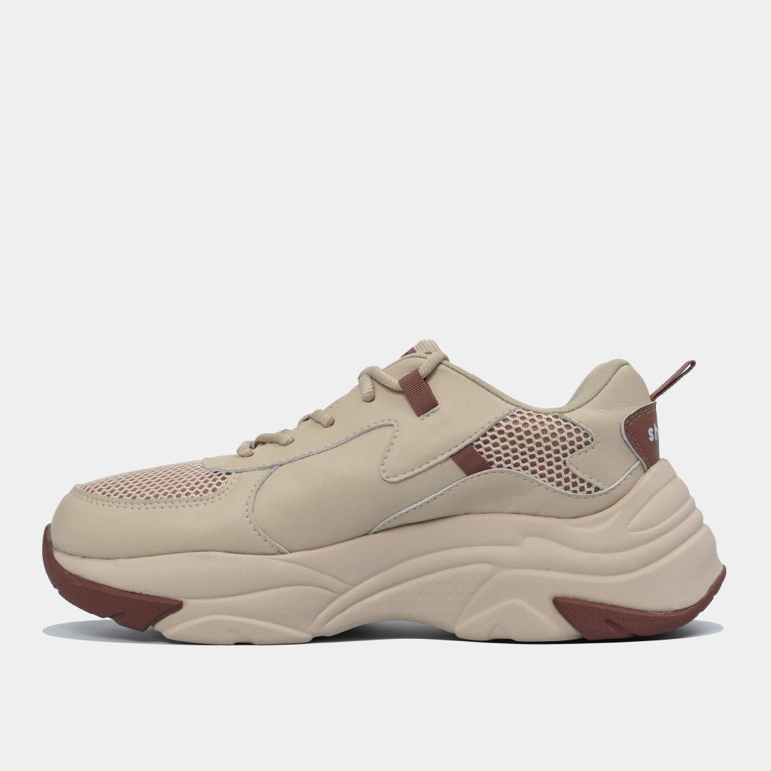 Chunky beige brown men's and women's sneakers