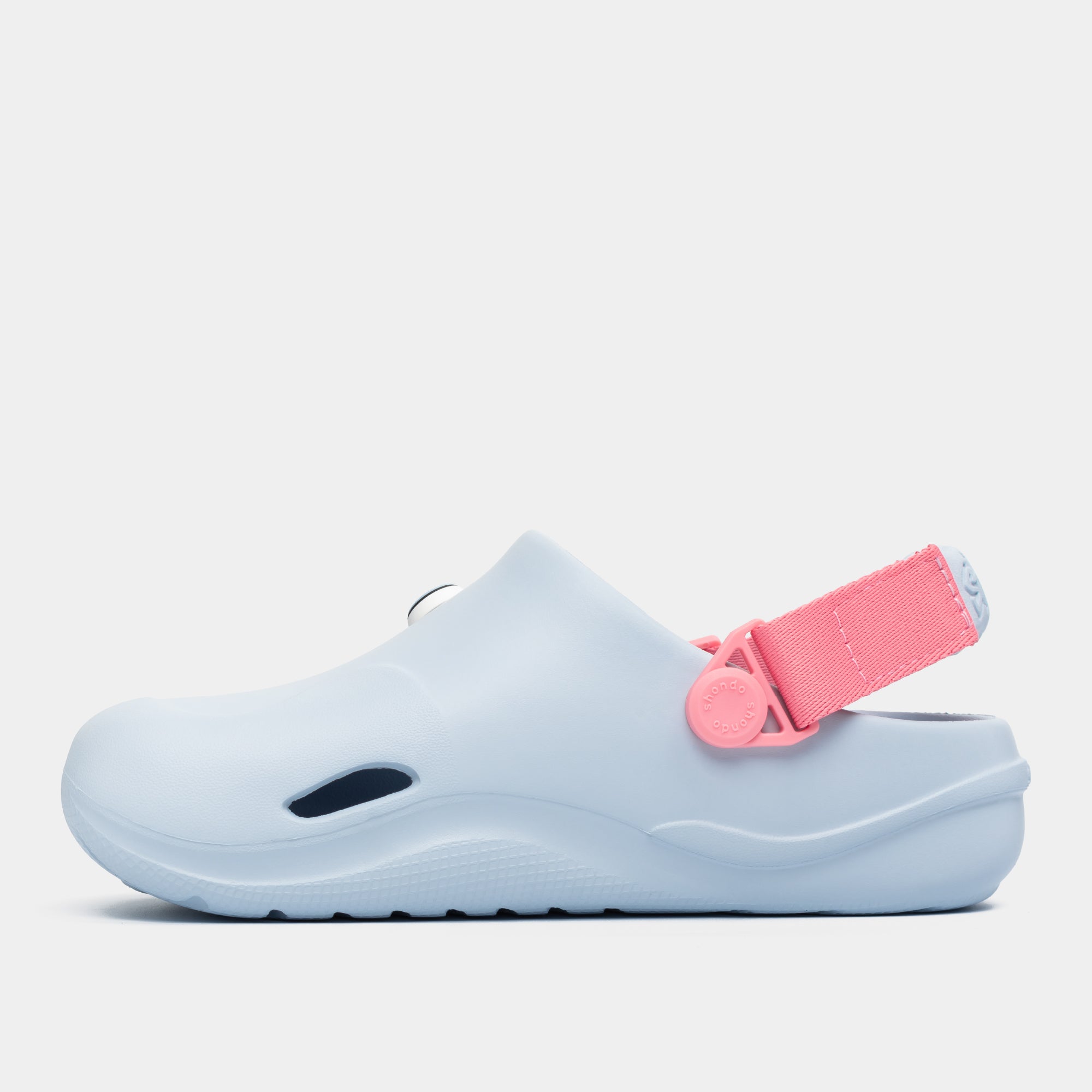 Clog Little Suke bé gái nhựa đúc xanh trời đai hồng dâu