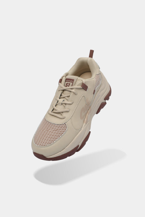 Chunky beige brown men's and women's sneakers