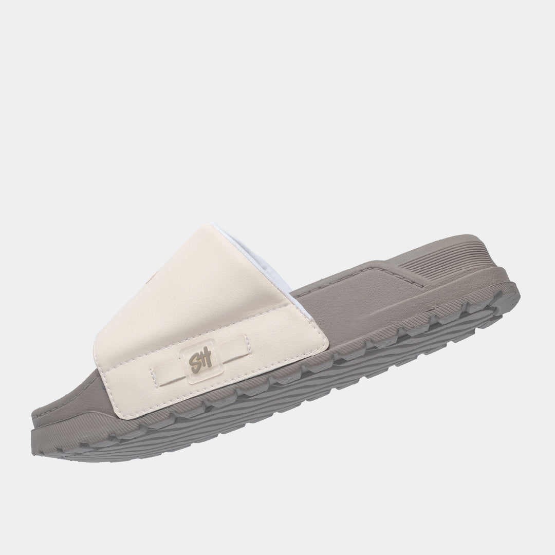 Dép bánh mì Trendy 4 quai si nâu kem