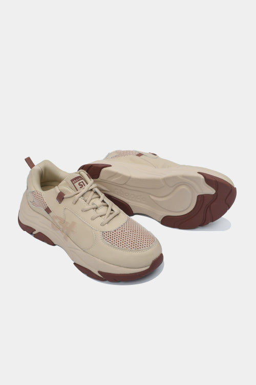 Chunky beige brown men's and women's sneakers
