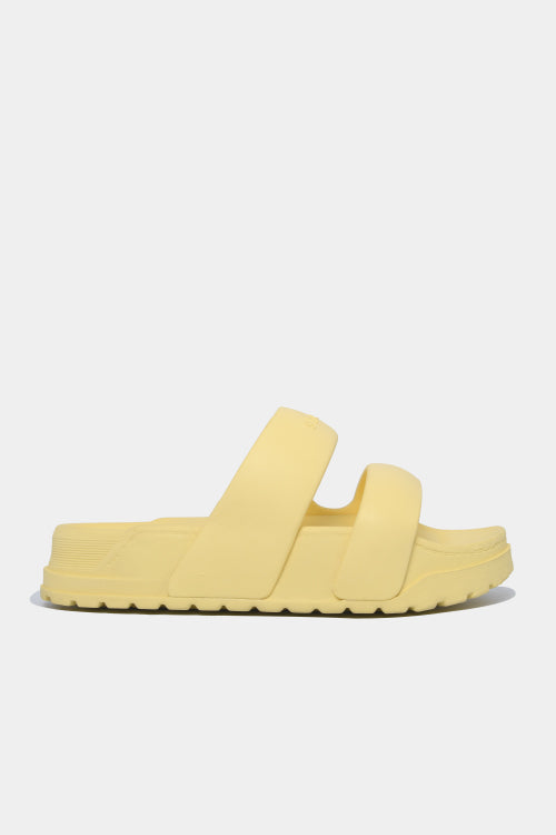 Trendy bread slippers with 4 yellow plastic straps