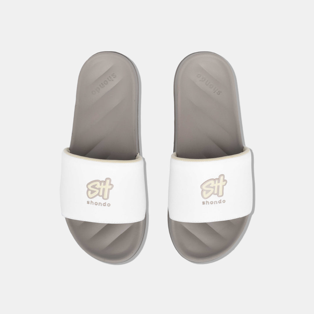 Dép Trendy 2 logo SH TPU nâu trắng