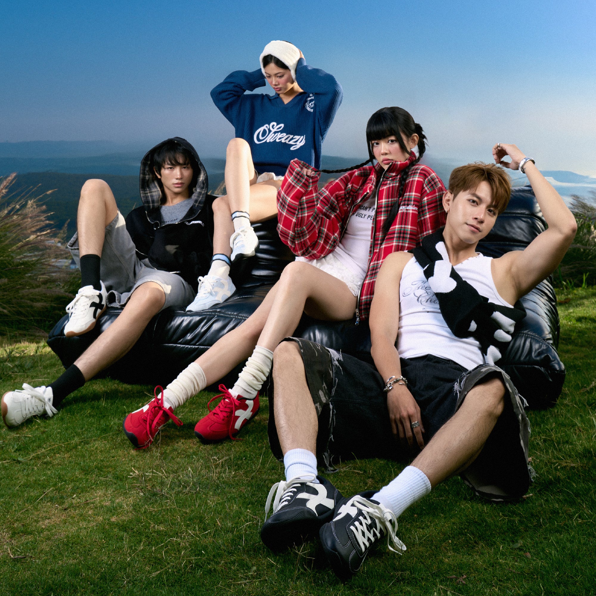 Giày Sneaker Shondo Class 7 Đế Thấp Unisex Màu Đỏ