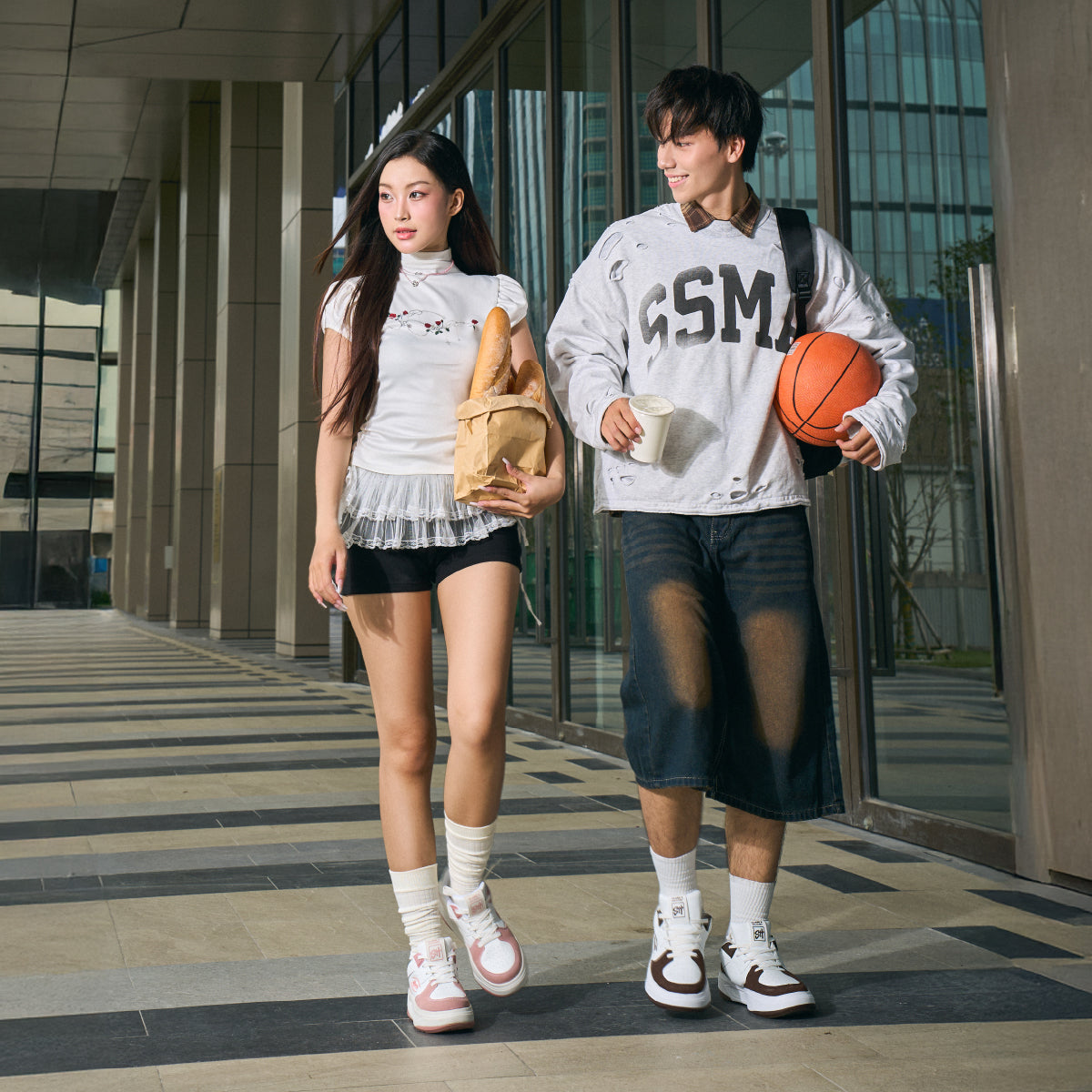 Giày sneaker Class 2 logo Shondo nữ trắng hồng