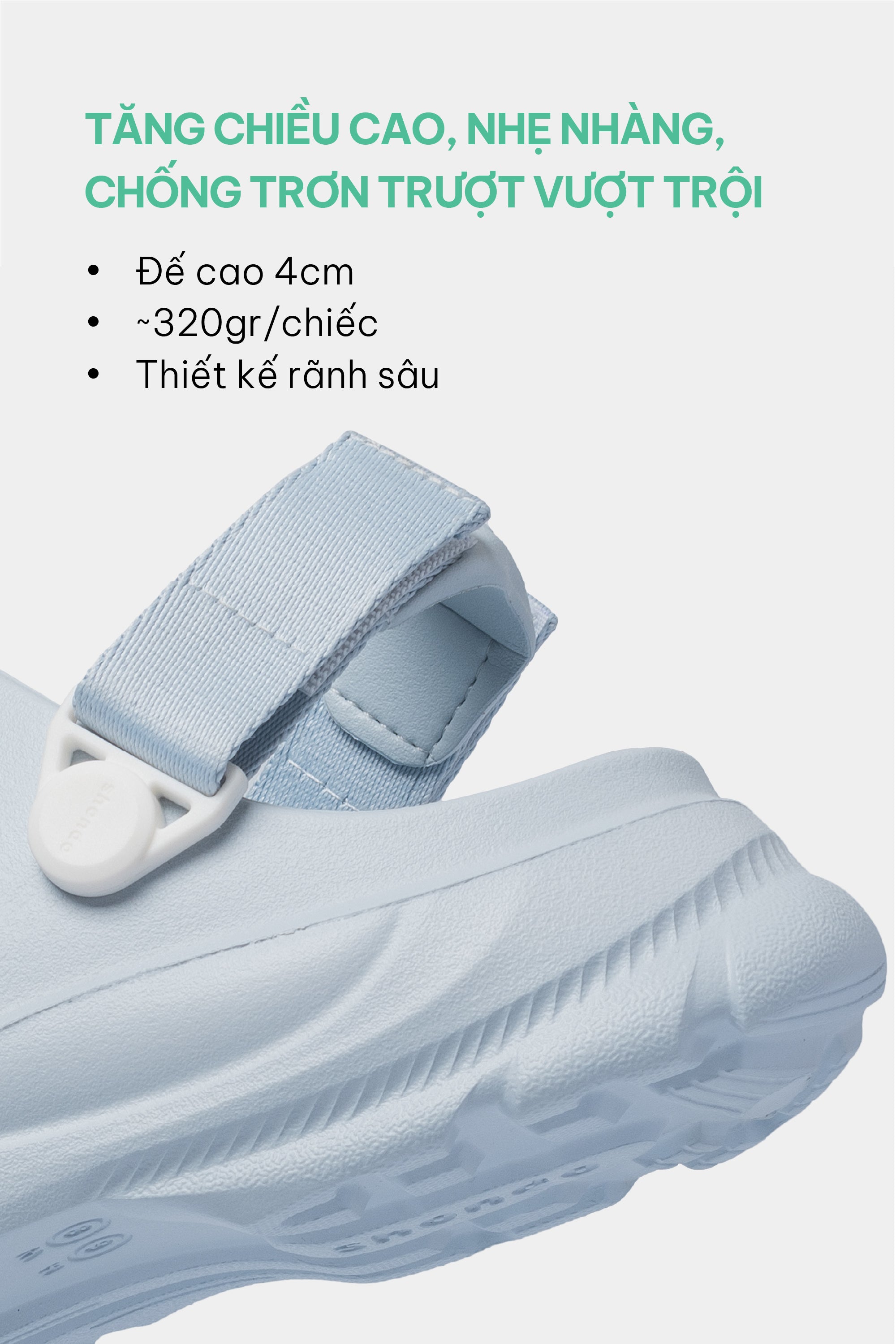 Sandal FX nhựa đúc đi mưa xanh trời
