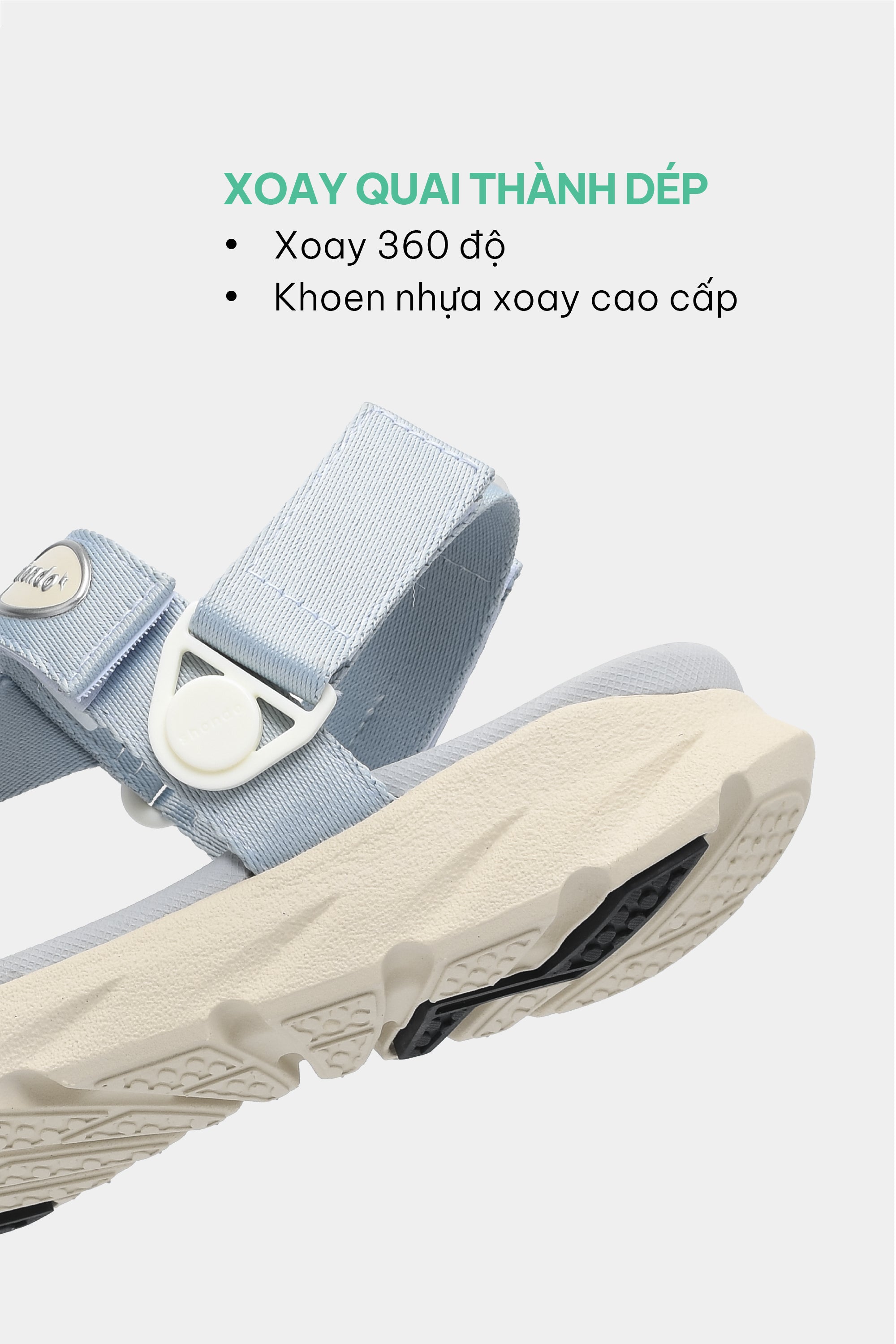 F6S blue swivel strap sandals