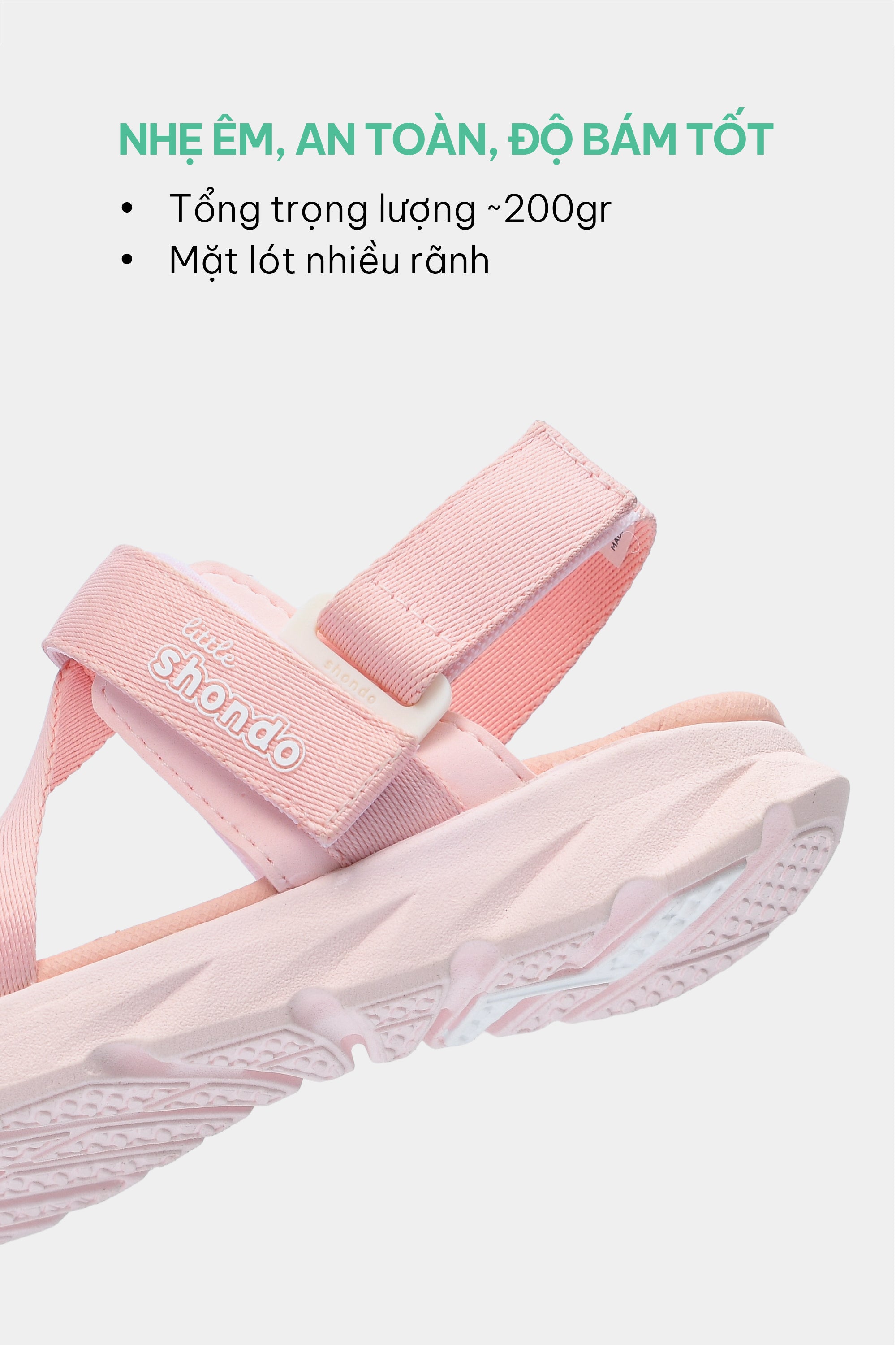 Sandal bé gái Little 6 gấu hồng