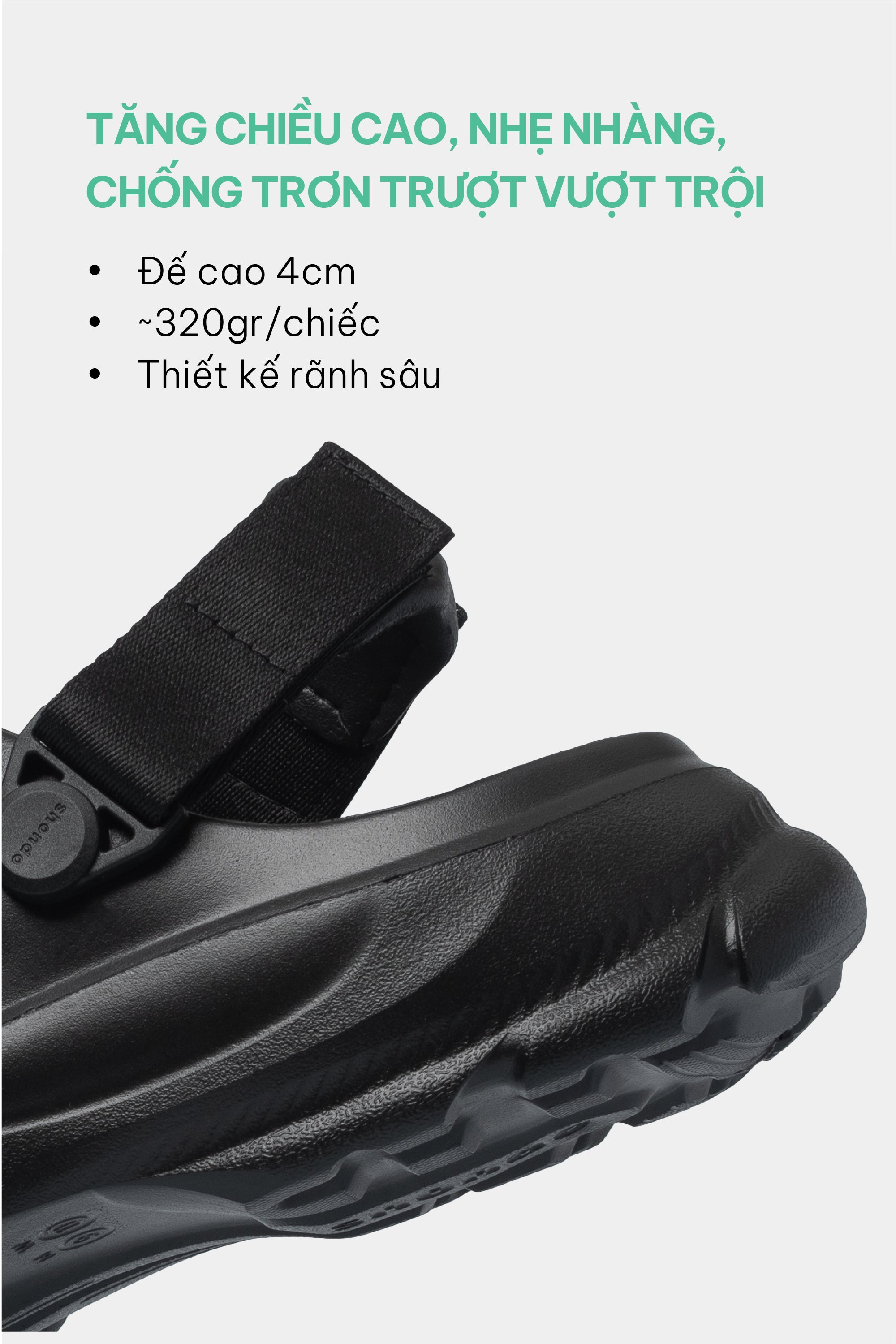Sandal FX nhựa đúc đi mưa đen