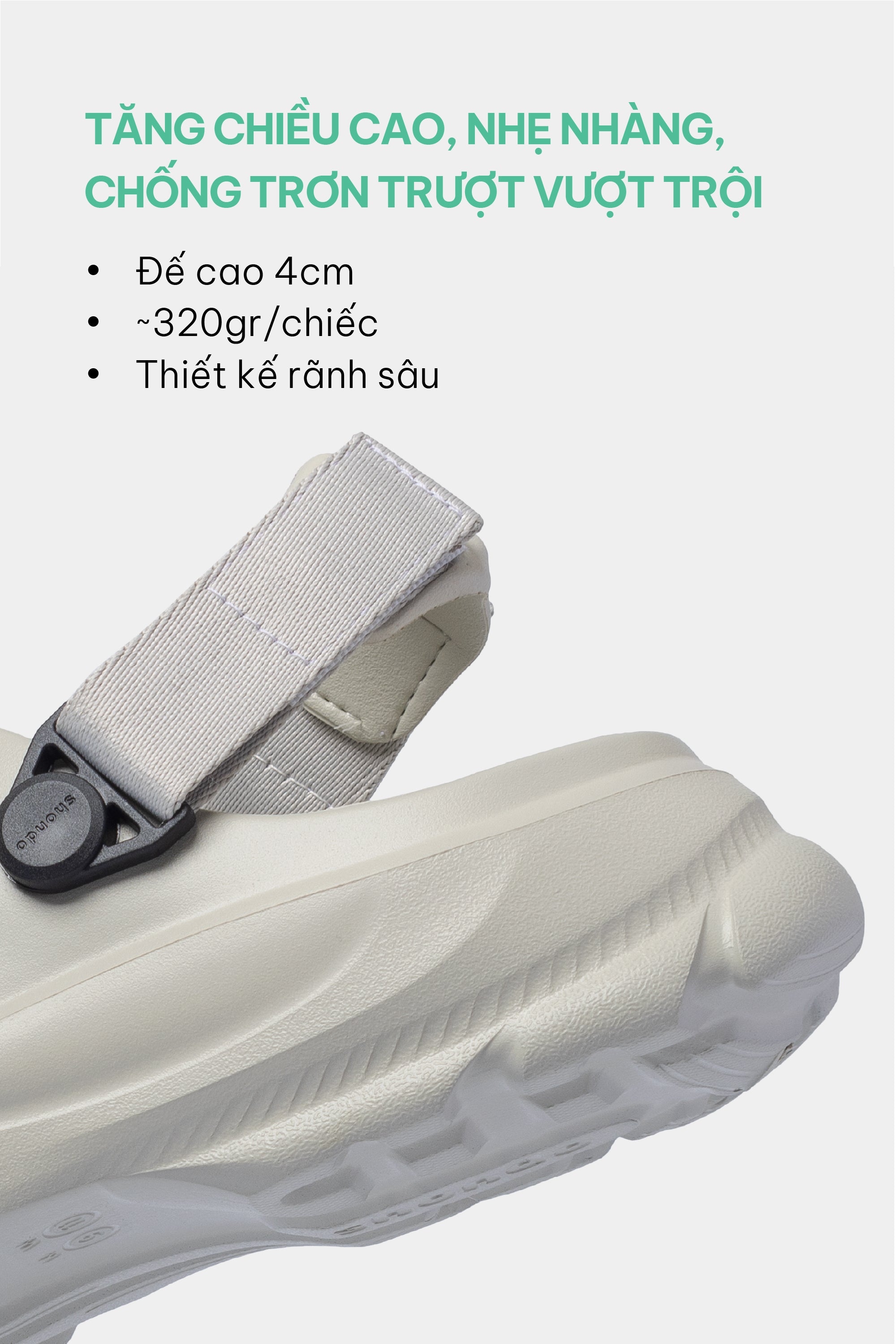 Sandal FX nhựa đúc đi mưa xám rêu