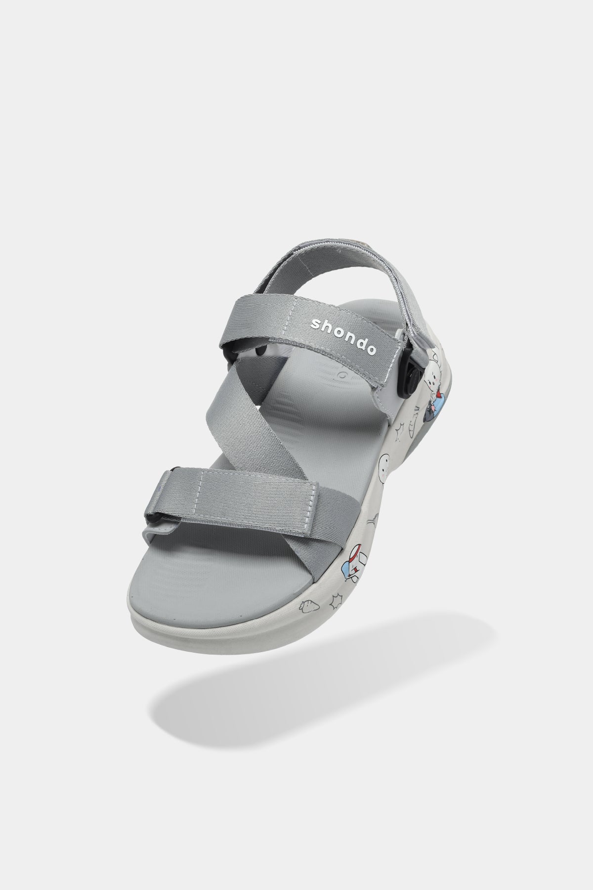Sandal F8B T7M nam nữ khóa xoay xám