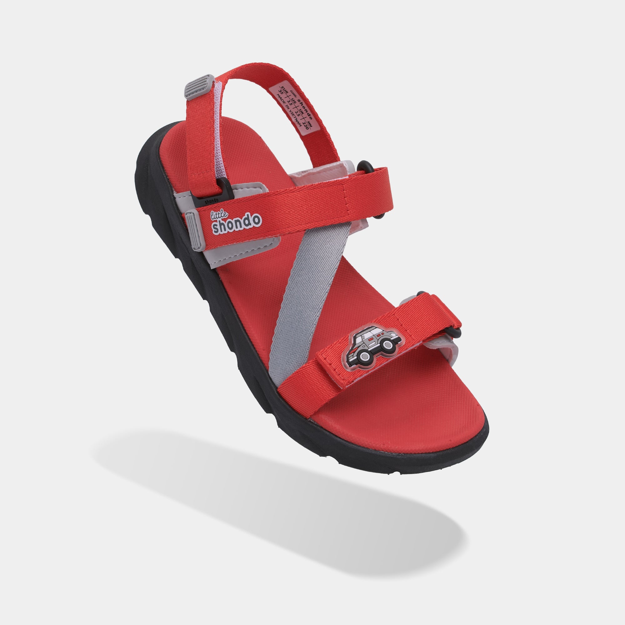 Sandal trẻ em Little 6 quai chéo đỏ xám