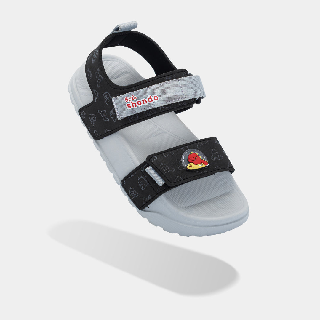 Sandal bé trai Little 4 monogram đen