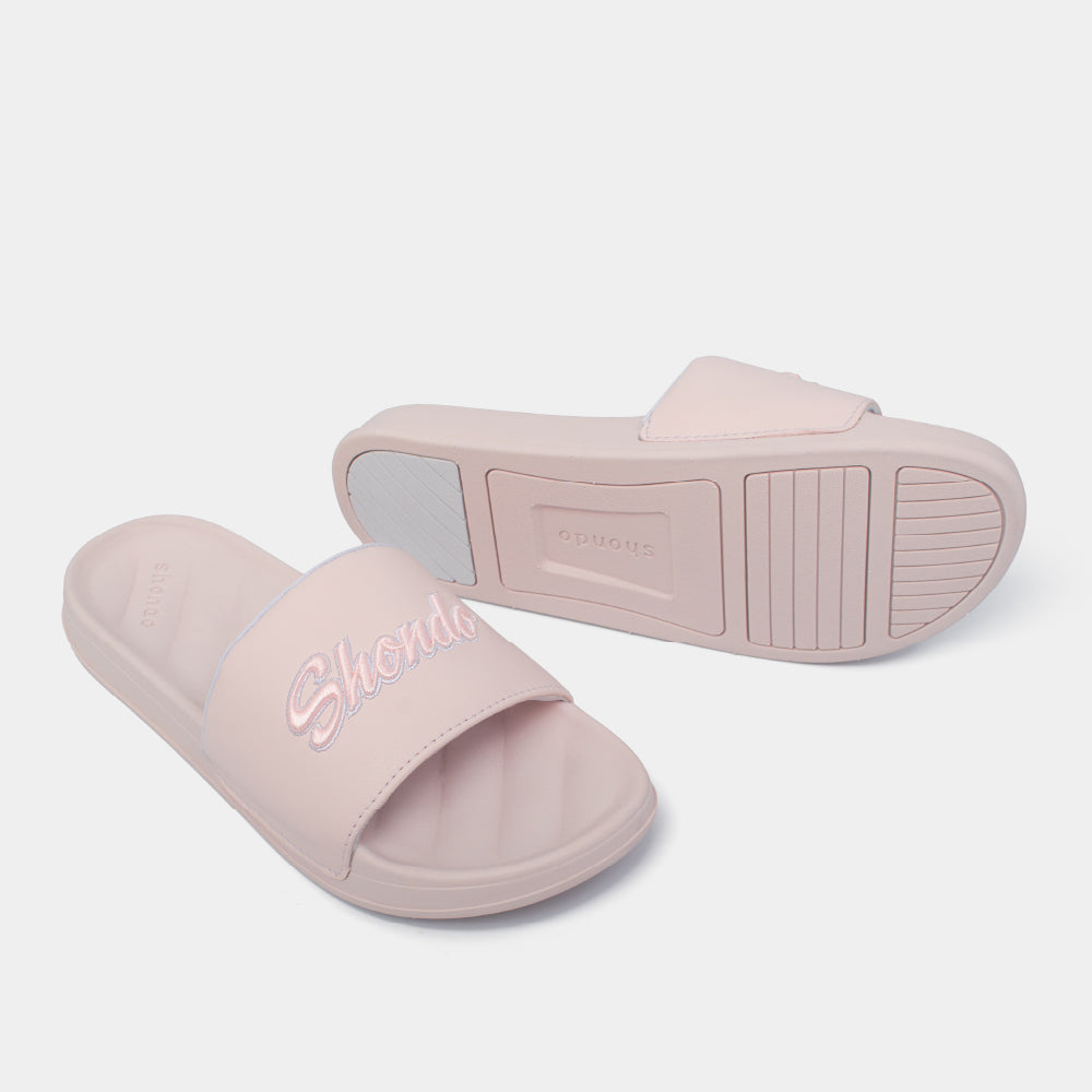Dép quai ngang Trendy 2 thêu logo Shondo hồng