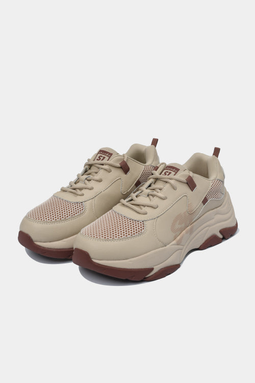 Chunky beige brown men's and women's sneakers