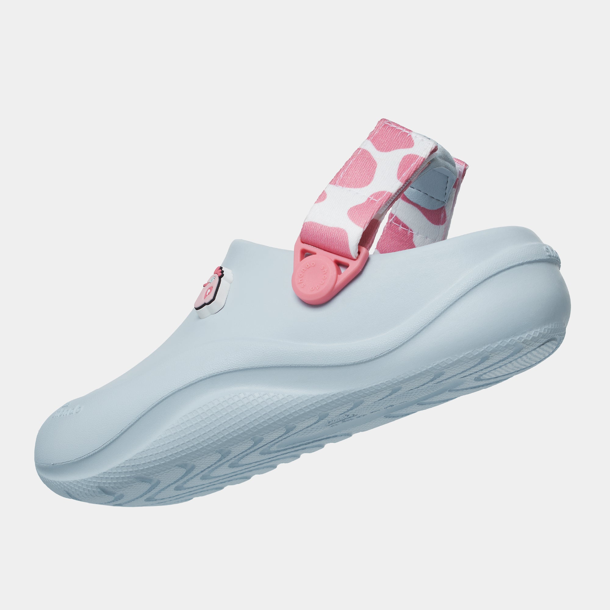Clog Little Suke bé trai nhựa đúc xanh trời đai bò sữa hồng