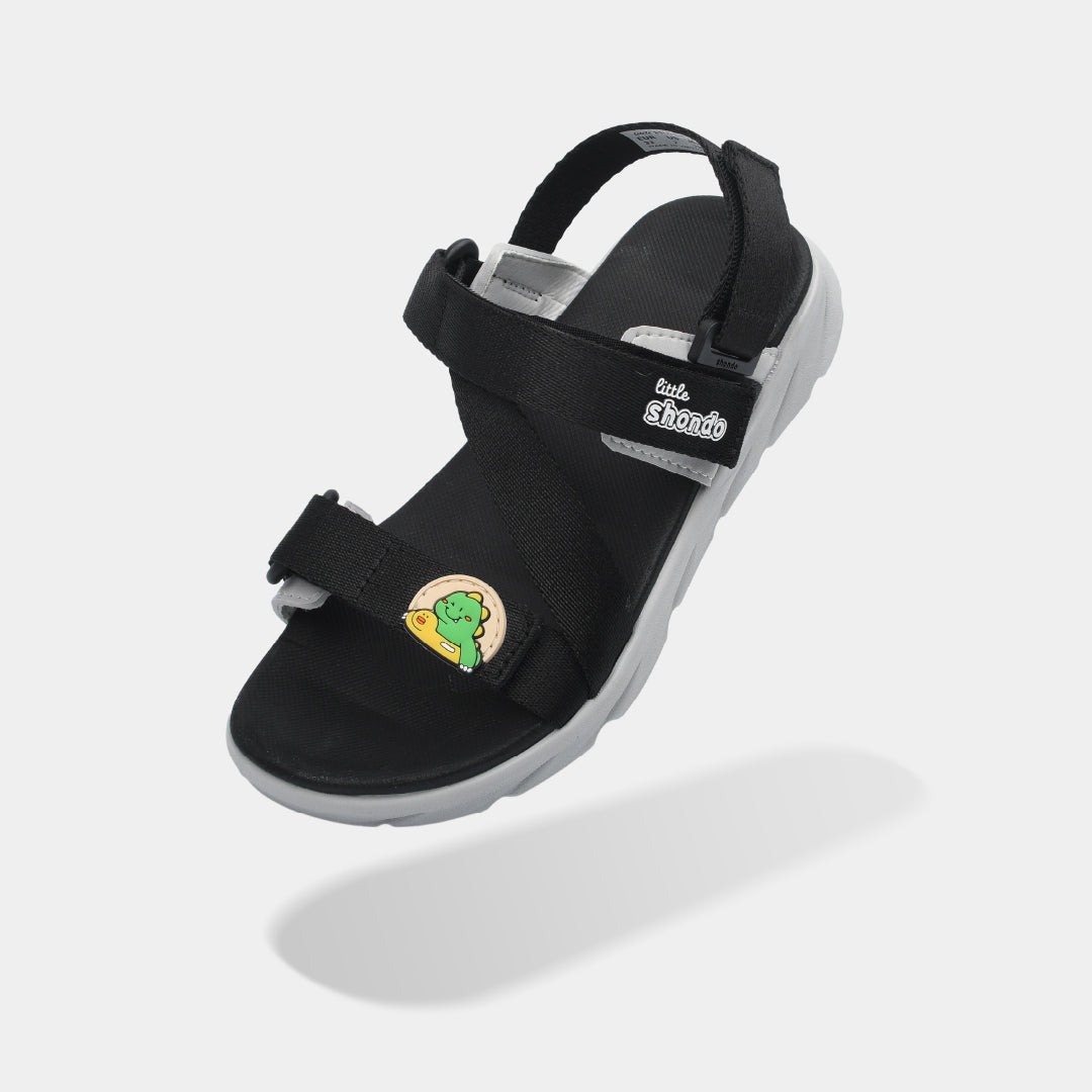 Sandal bé trai Little 6 khủng long đen