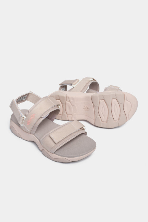 Girly women's sandals with pink brown elastic straps