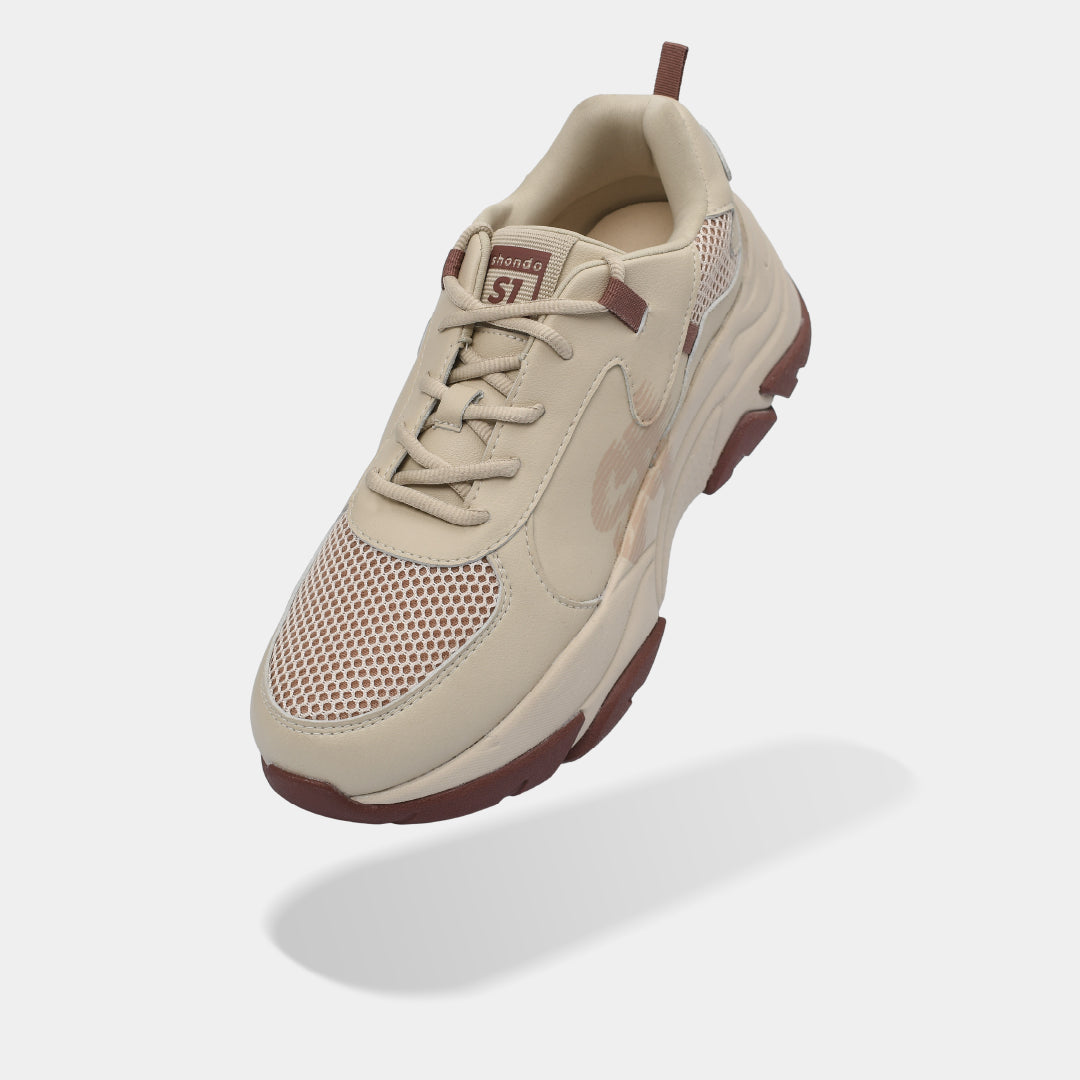 Chunky beige brown men's and women's sneakers