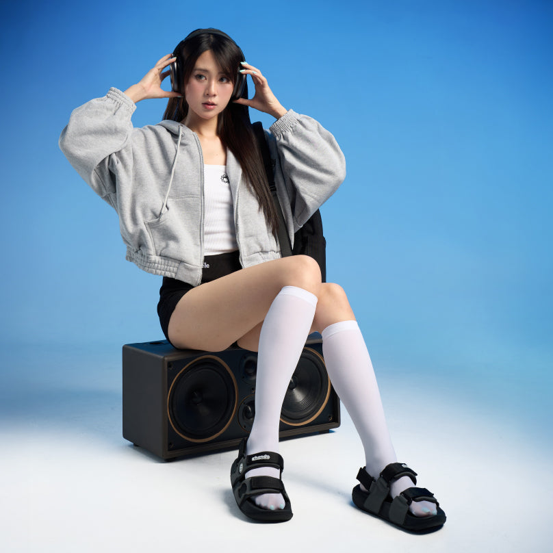 Sandal Platy 7 quai ngang unisex đen
